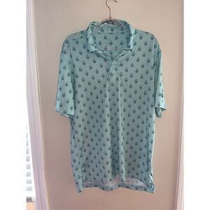 Southern Proper Teal Bikini Pattern Golf Polo Shirt M